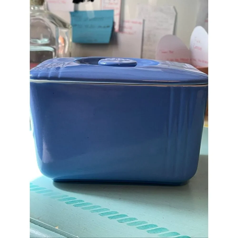 Hall Westinghouse Vintage Refrigerator Dish Delphinium Blue W/Lid 6x4x4